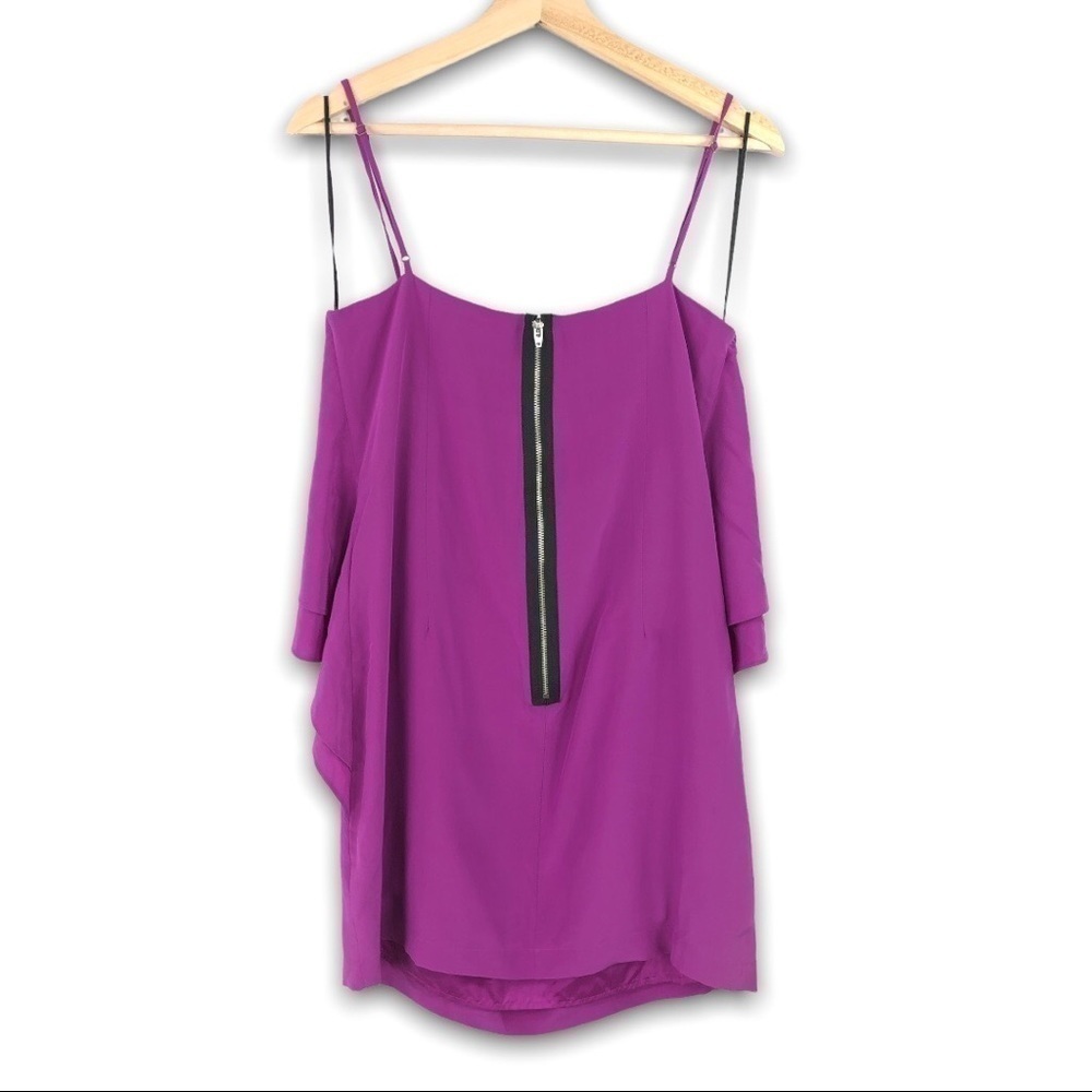 Yumi Kim - Purple Silk Double Ruffle Mini Sheath Sleeveless Dress - S View 2